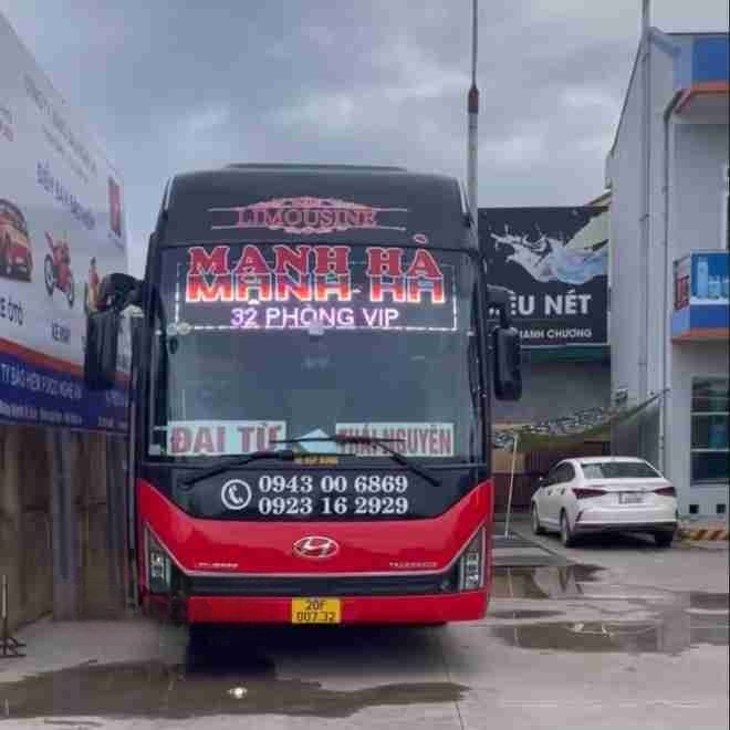Xe Mạnh Hà (Thái Nguyên) Mặt trước xe Sơ đồ 32 phòng