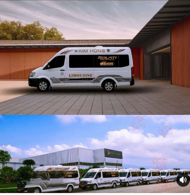 Xe Kim Hùng Bên hông xe Mặt trước xe Limousine 11 chỗ