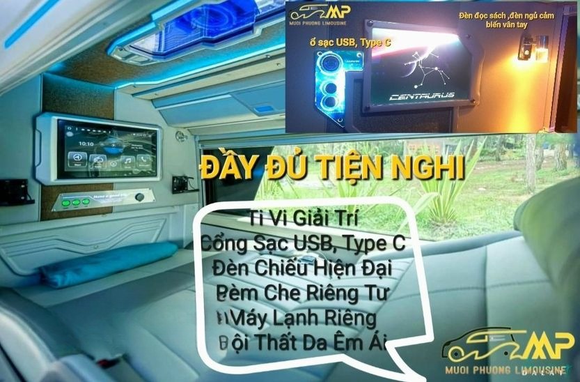 Xe Mười Phượng Giường nằm Nội thất Limousine 24 Phòng Đôi