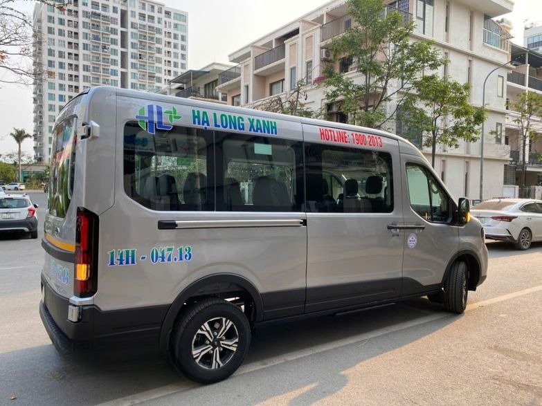 Xe Hạ Long Xanh Bên hông xe Sơ đồ 16 chỗ