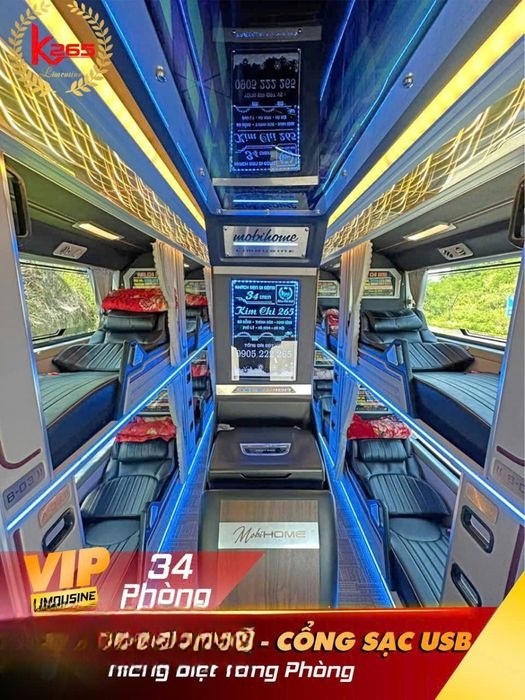 Xe Kim Chi 265 Giường nằm Tiện ích Nội thất Limousine giường nằm 34 chỗ