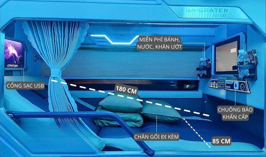 Xe Nhật Dương - Bình Minh Bus Tiện ích Giường nằm Limousine phòng 21 đôi (WC)