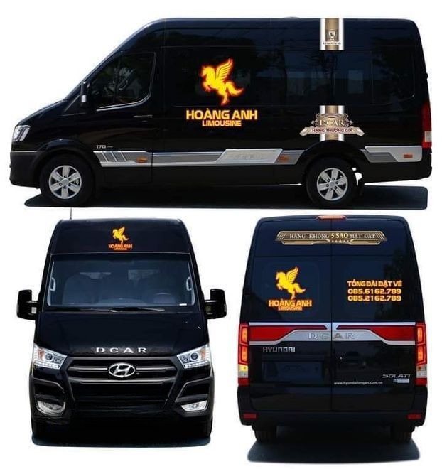 Xe Hoàng Anh Limousine Mặt trước xe Limousine 9 chỗ VIP