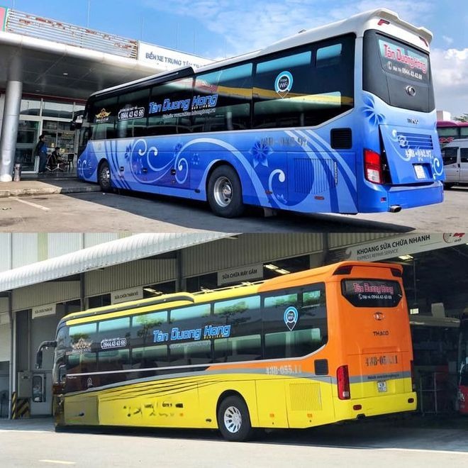 Xe Tân Dương Hồng Bên hông xe Giường nằm 43 chỗ