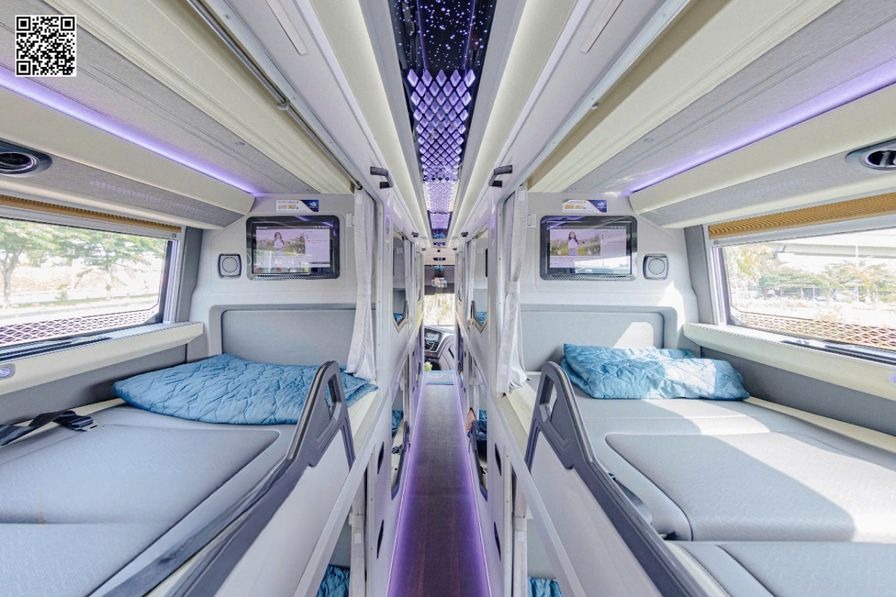 Xe Bình Minh Tải Giường nằm Tiện ích Nội thất Limousine 22 Phòng Đôi VIP (WC)