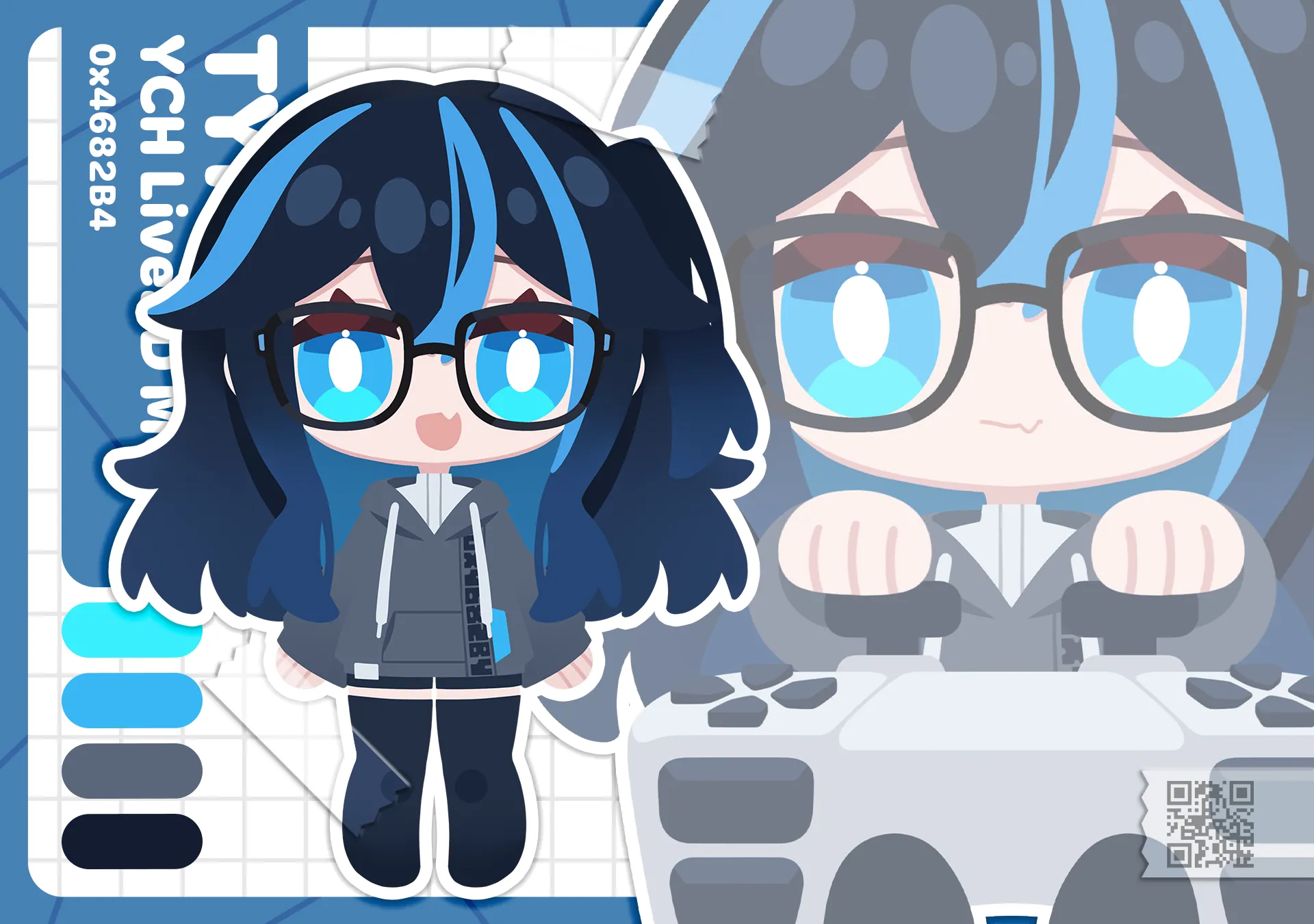 [Type-H2] YCH Live2D Model Art by 0x4682B4 (@0x4682B4) | VGen