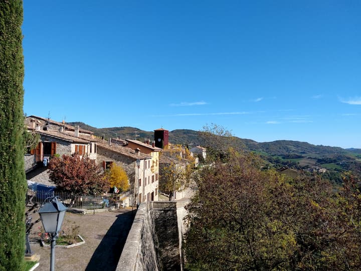 Panorama su Frontino dalla seconda torre più piccola