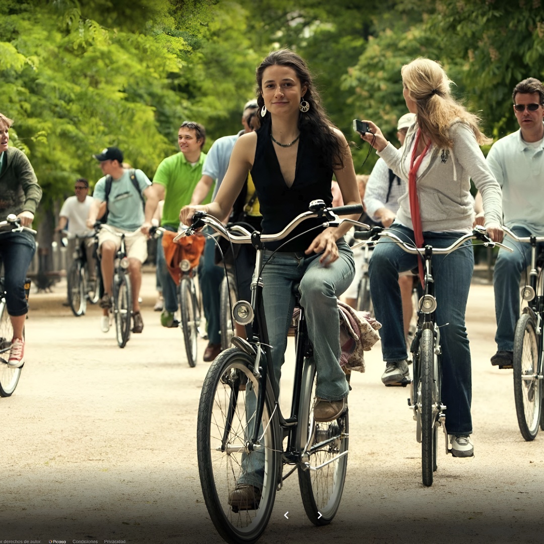 Alquiler de bicicletas con soporte para teléfono y visita autoguiada en Madrid