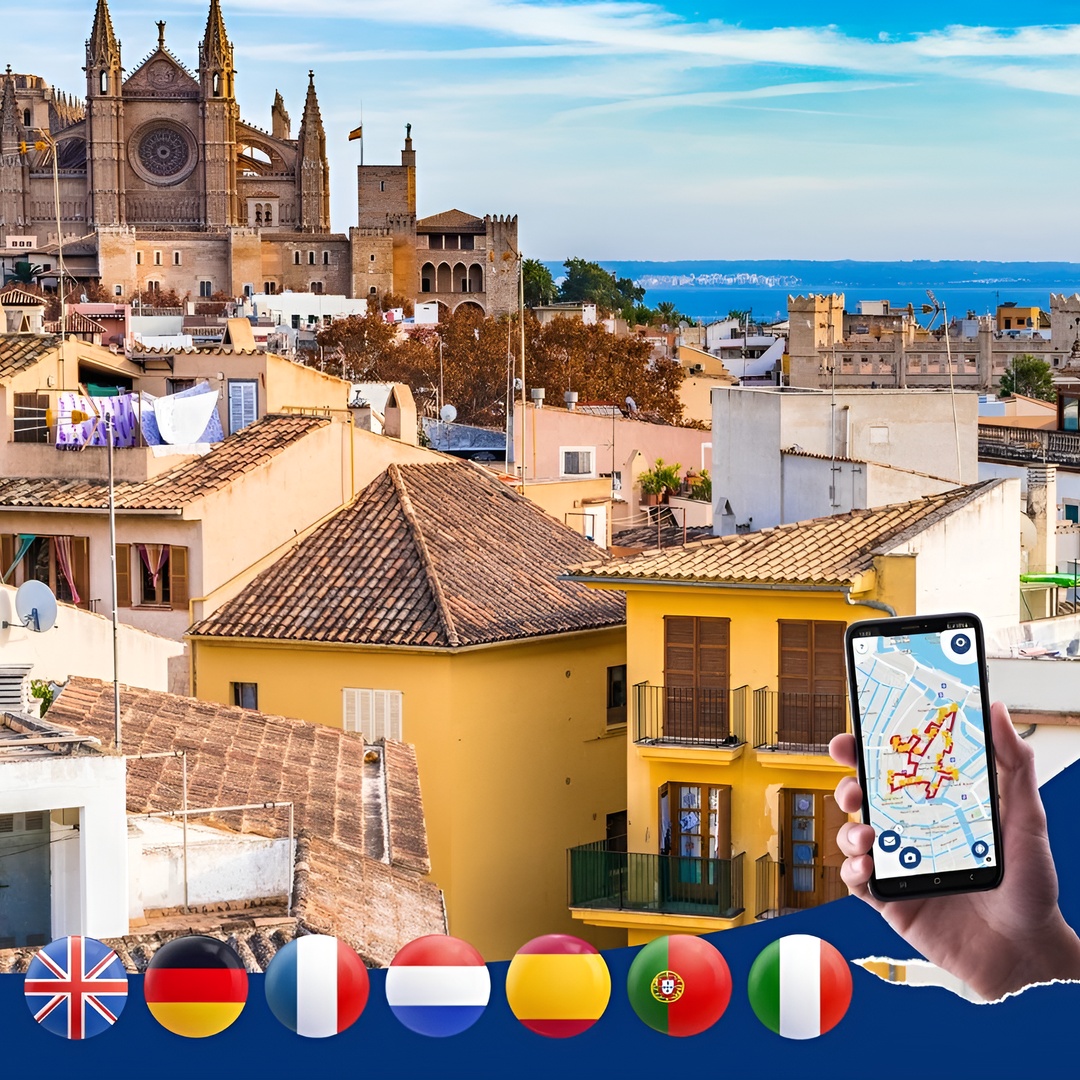 Palma de Mallorca: Guía de audio City Walk en 7 idiomas por teléfono