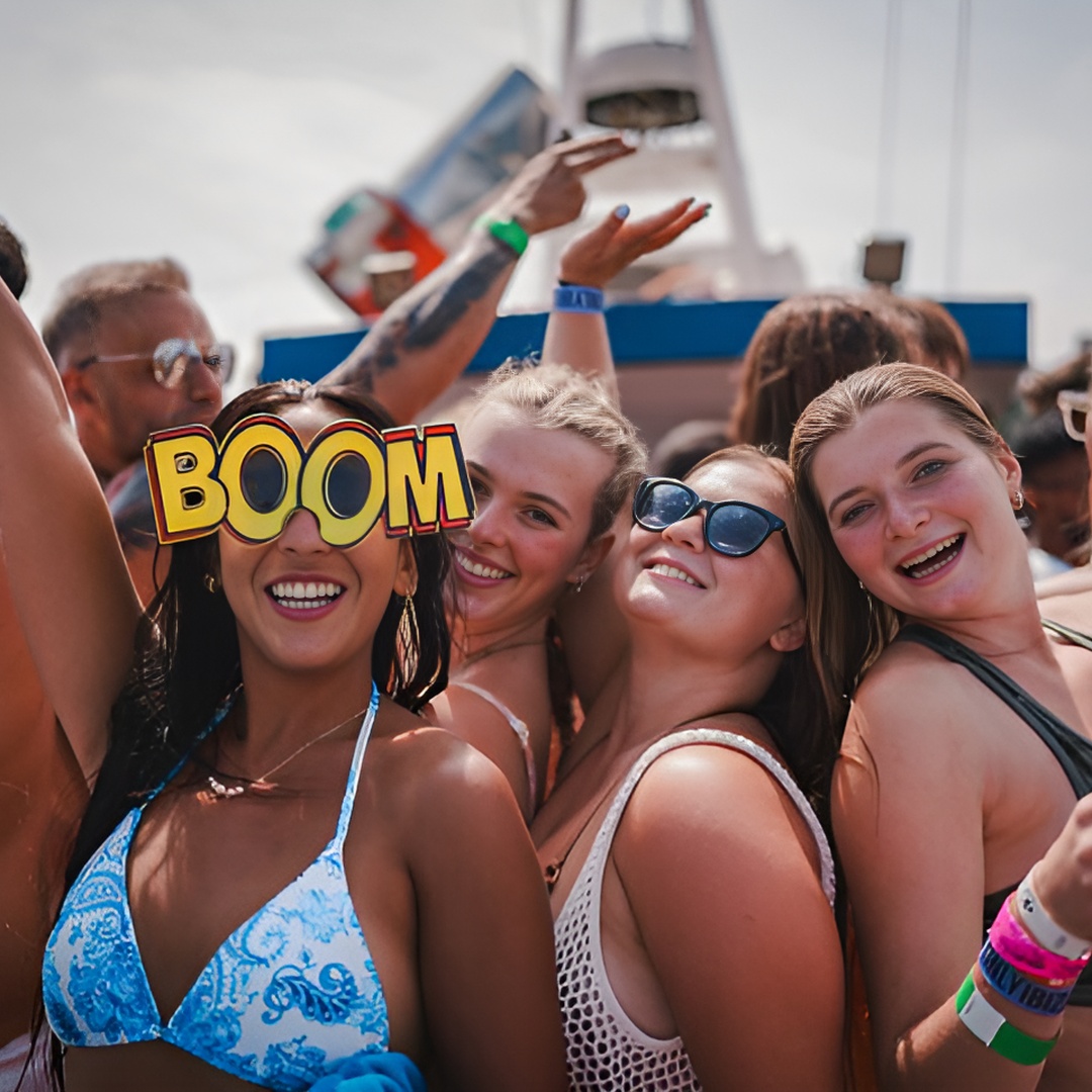 Fiesta en barco Crush en crucero por Ibiza y fiesta previa en la piscina