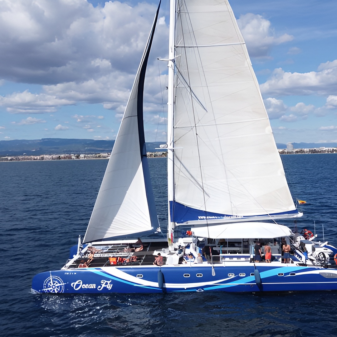 Crucero en catamarán con bebidas, comida y parada para nadar