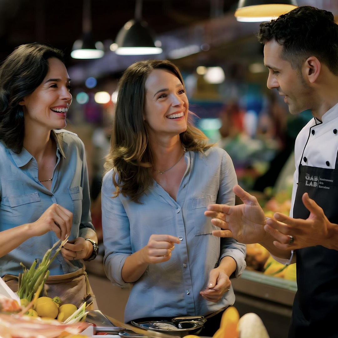 Clase privada de cocina de paella y visita al mercado con un chef personal en Barcelona