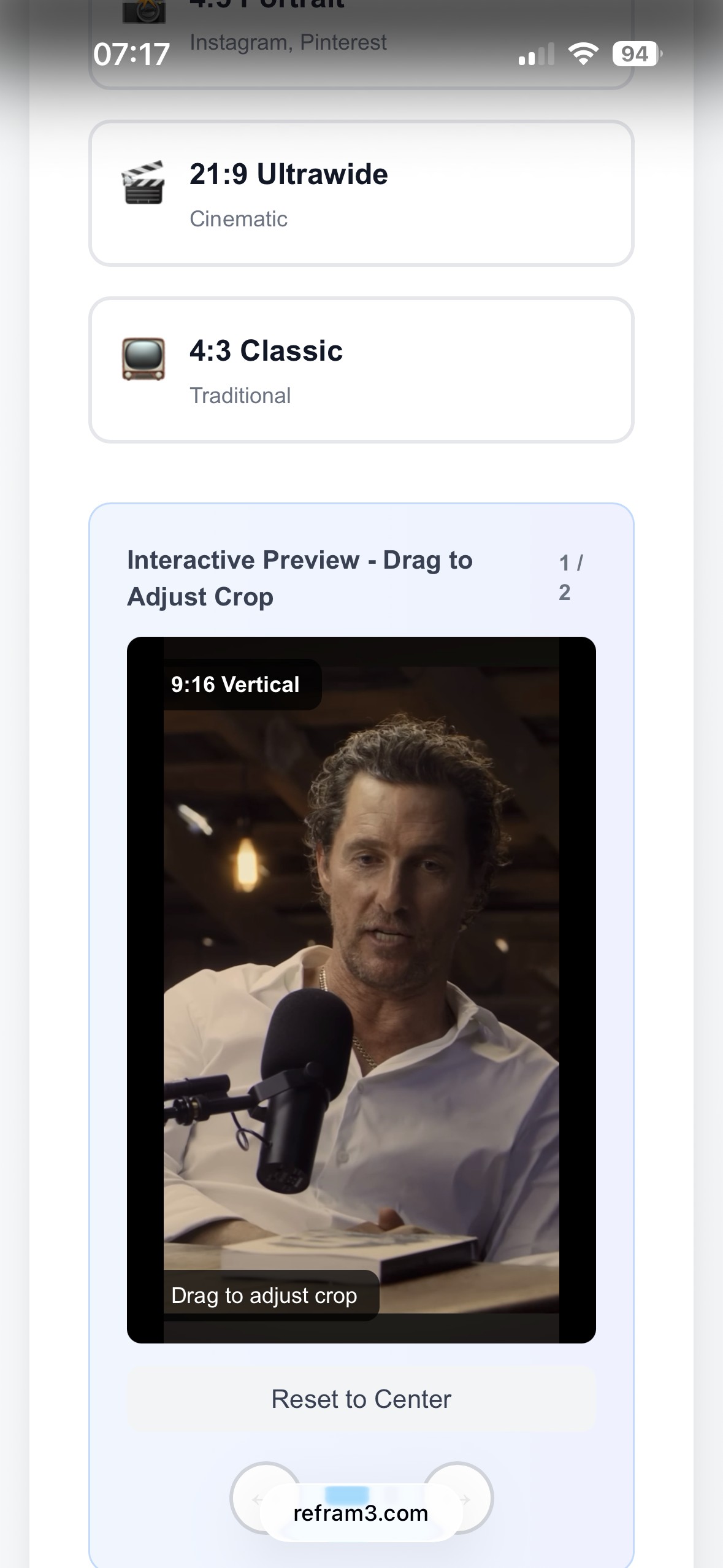 Refram3 — Instant Video Reframing Tool (Client-Side, No Uploads)