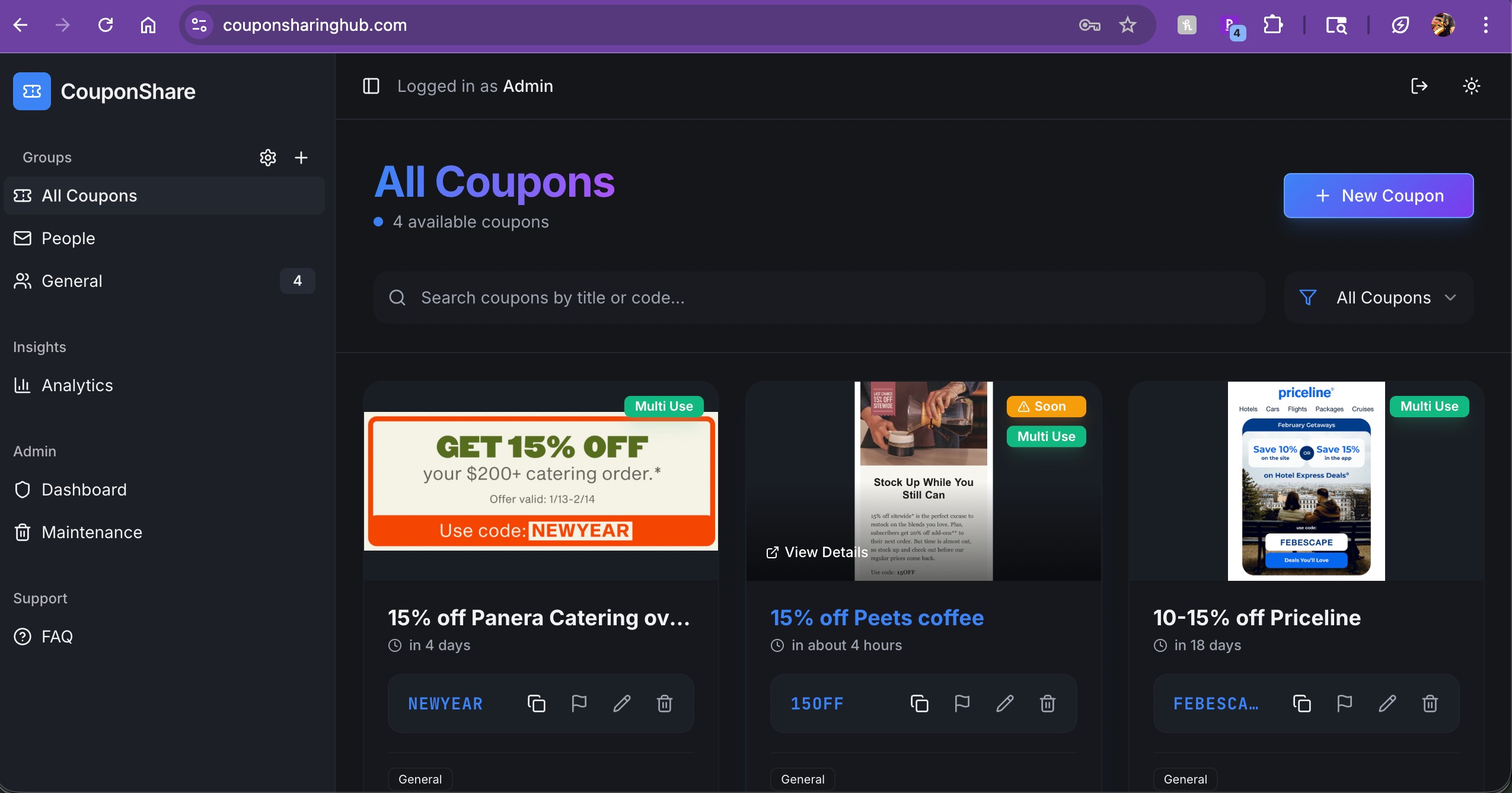 Coupon Sharing Hub