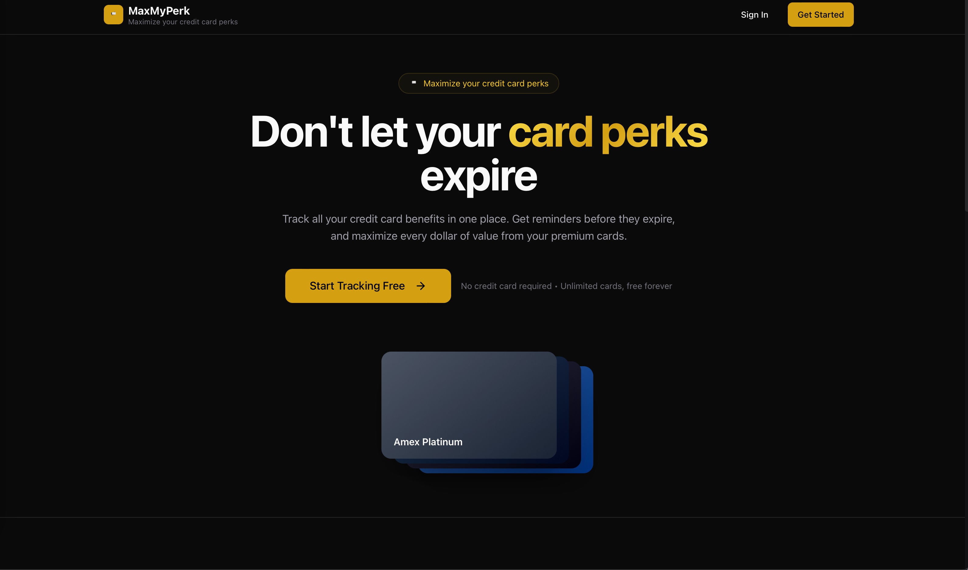 Credit Card Perks Tracker
