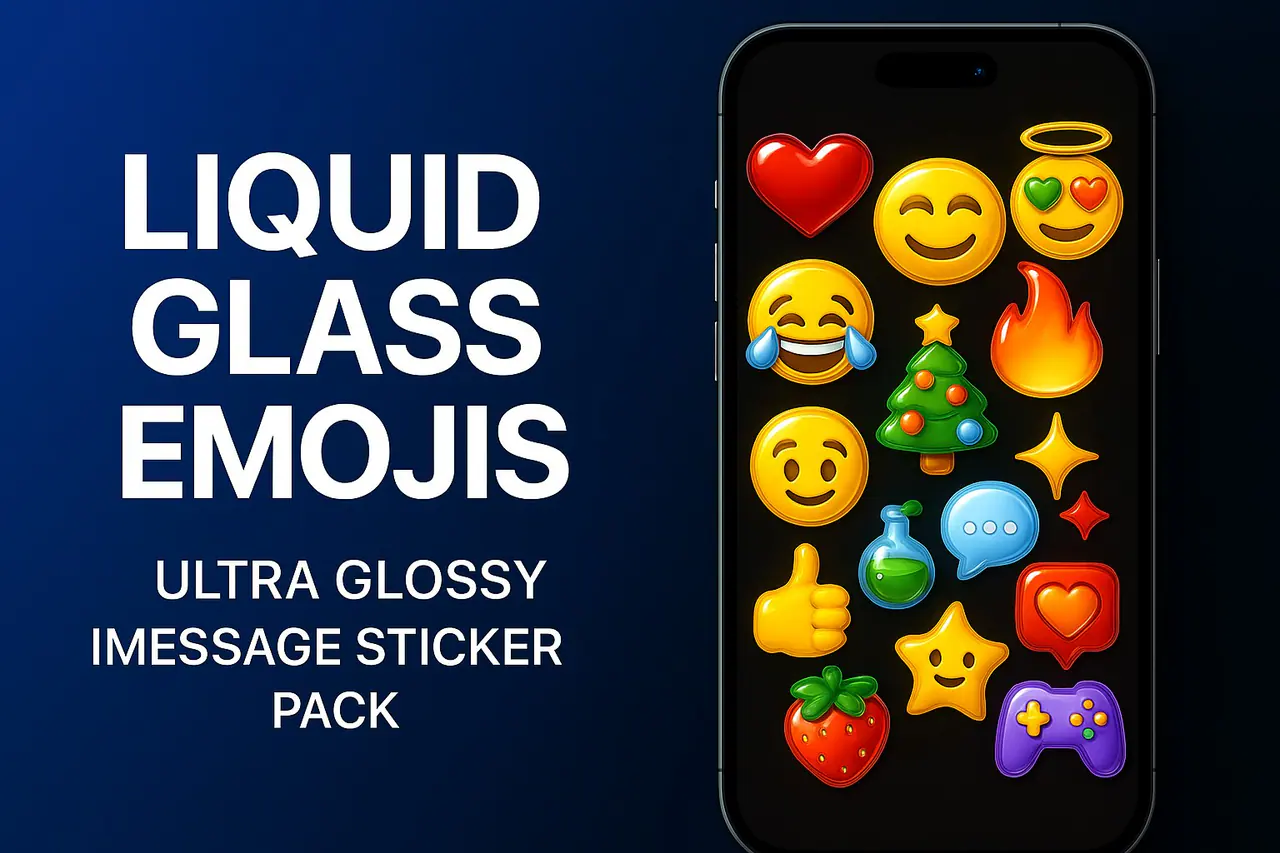 Liquid Glass Emojis — Ultra Glossy iMessage Sticker Pack