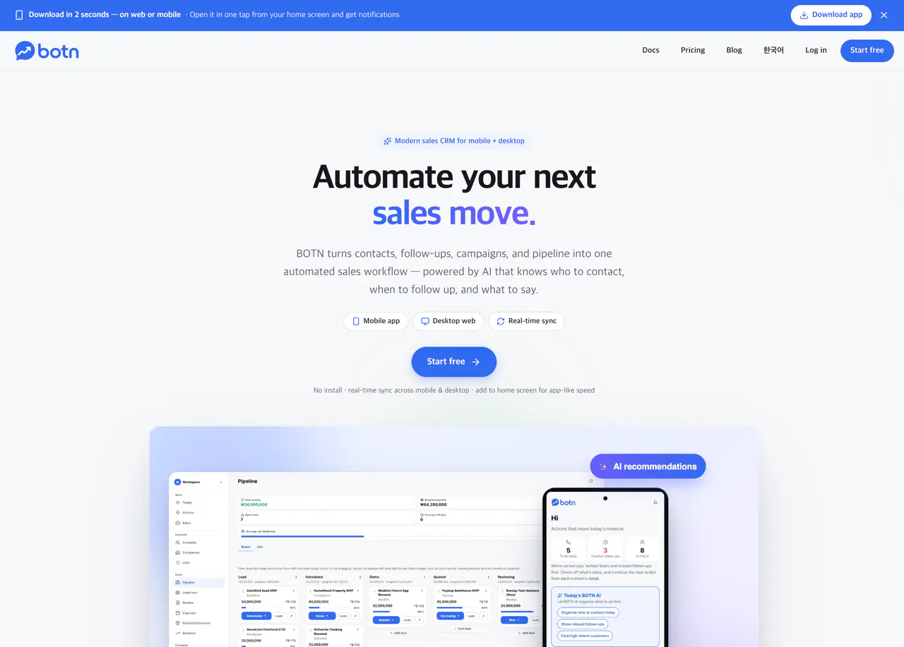 Botn - Modern Sales OS Reviews & Feedback | VibeCodingList