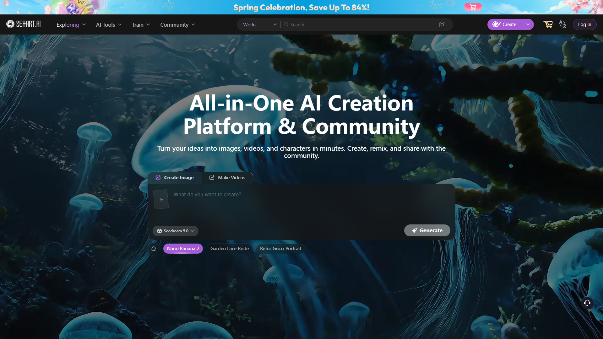 SeaArt pricing page showing subscription tiers and credit allocations