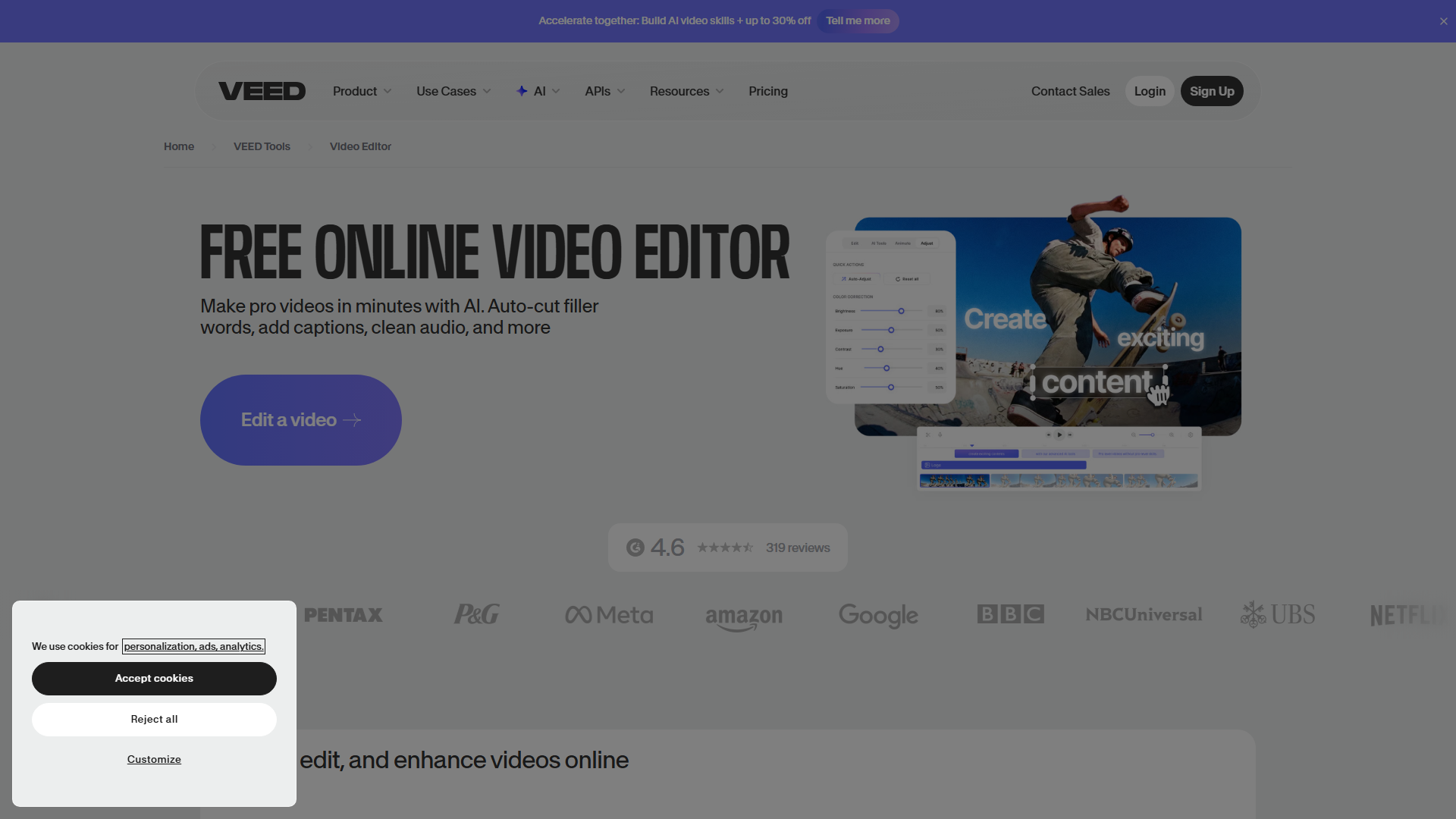 VEED generation interface with AI Playground model comparison and Make Video pipeline