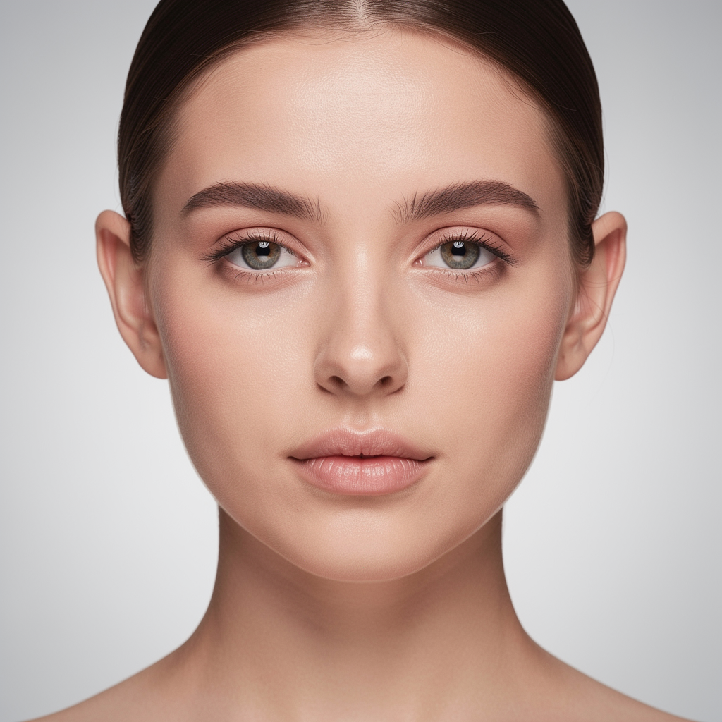 FLUX.2 Max - Portrait showing both ears of person facing camera directly, symmetrical face, neutral expression