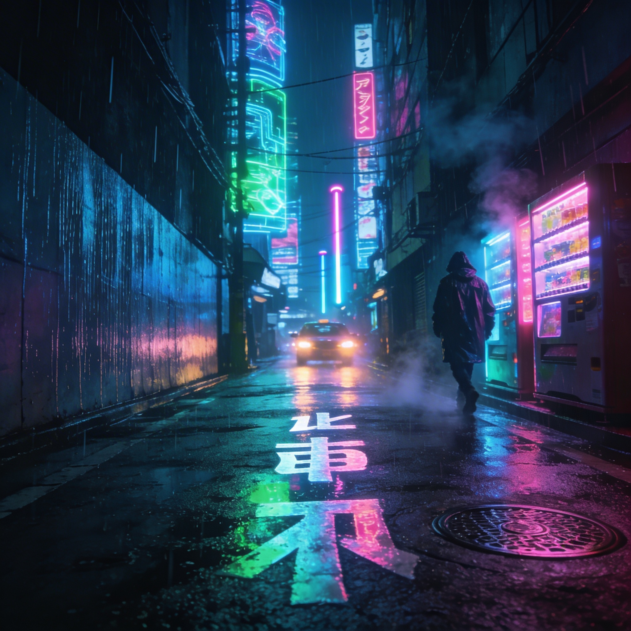 Seedream 4.5 ($0.040) - Cyberpunk Tokyo alley at night, neon signs reflecting on wet pavement, cinematic color grading