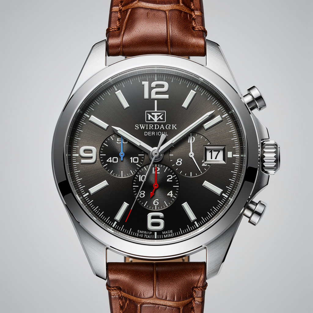 FLUX.2 Pro ($0.035) - Ultra high resolution product photograph of a luxury watch, every microscopic detail of the dial visible, sapphire crystal catching light, brushed steel texture on case, leather strap grain visible, zero noise, magazine quality