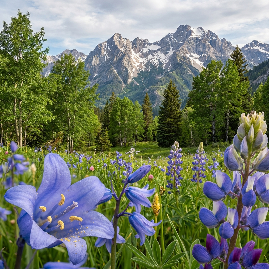 Nano Banana Pro - Ultra-sharp landscape of a mountain meadow with wildflowers, shot with focus stacking technique showing tack-sharp detail from the closest wildflower to the distant peaks, individual pollen grains visible on the nearest stamens, medium format rendering with the characteristic shallow depth transition of a Hasselblad X2D with XCD 38V lens, morning golden hour light raking across the meadow creating long shadows behind each flower stem