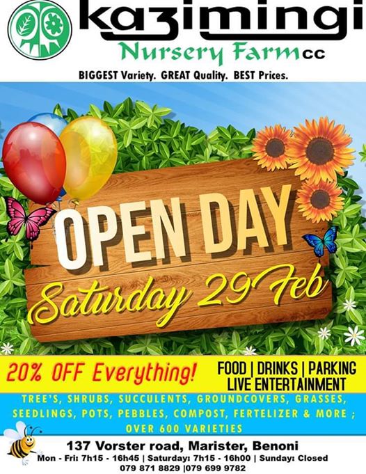 Kazimingi Nursery: Open Family Day - 20% Off Everything