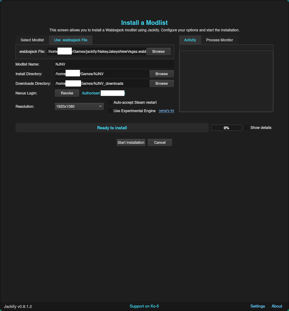 The Jackify modlist installation configuration