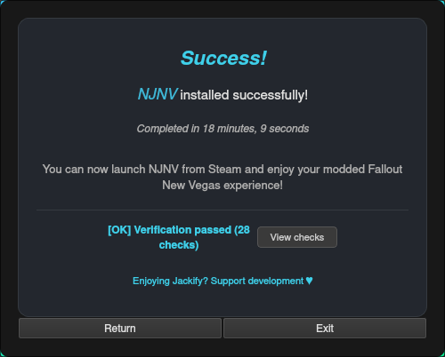Jackify reporting a successful NJNV installation