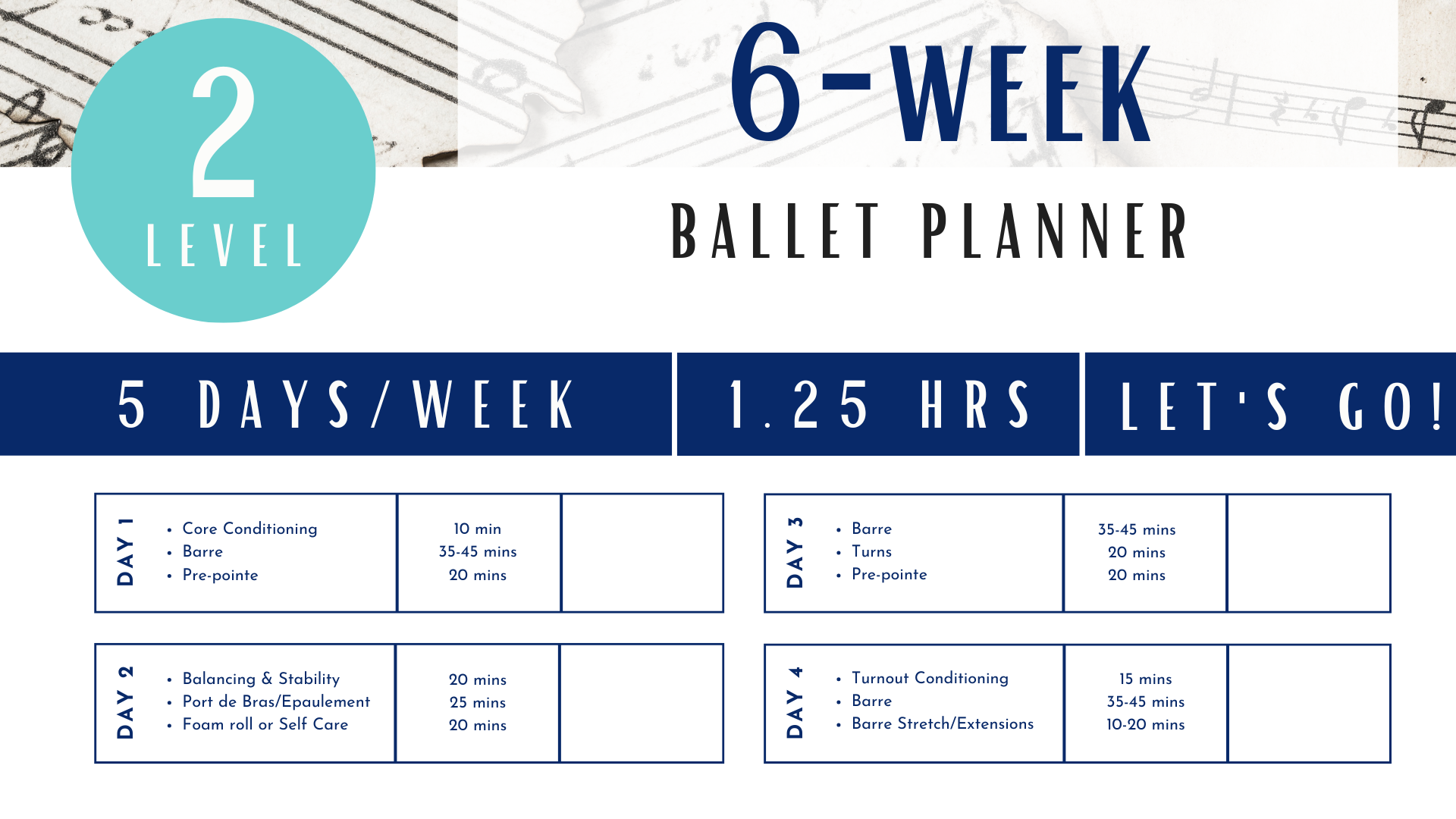6-Week Well-rounded Level 2 Ballet Schedule