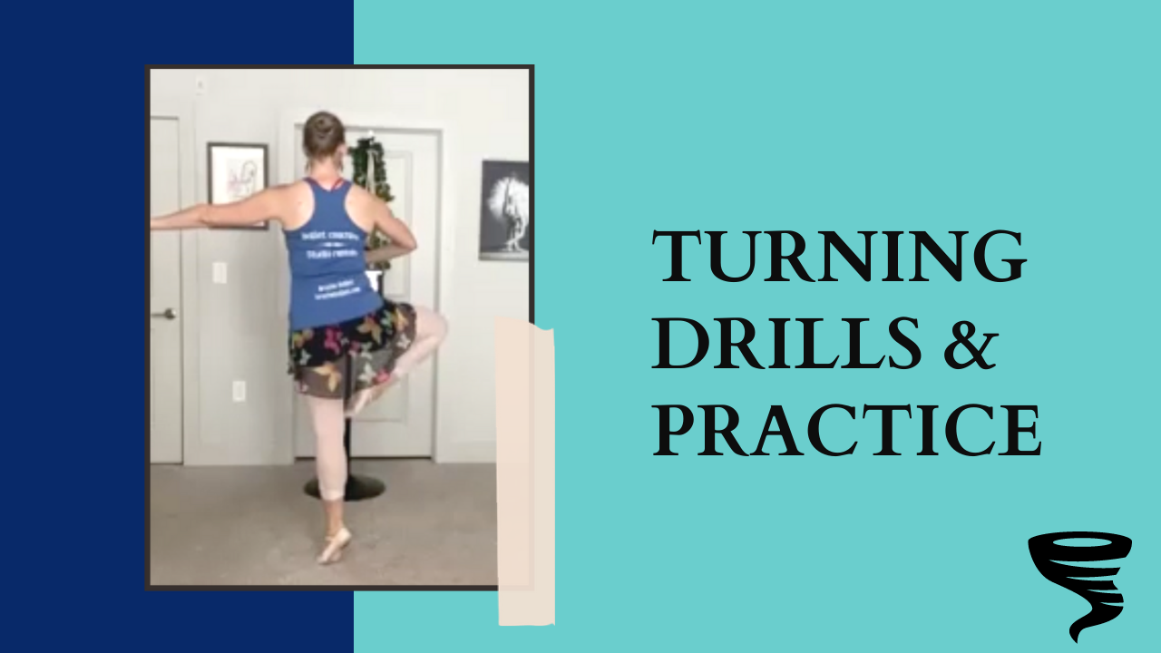 20 mins pirouette drills, focusing on balancing & spotting & learning how to get a higher passé for multiple pirouettes -- Jul 19