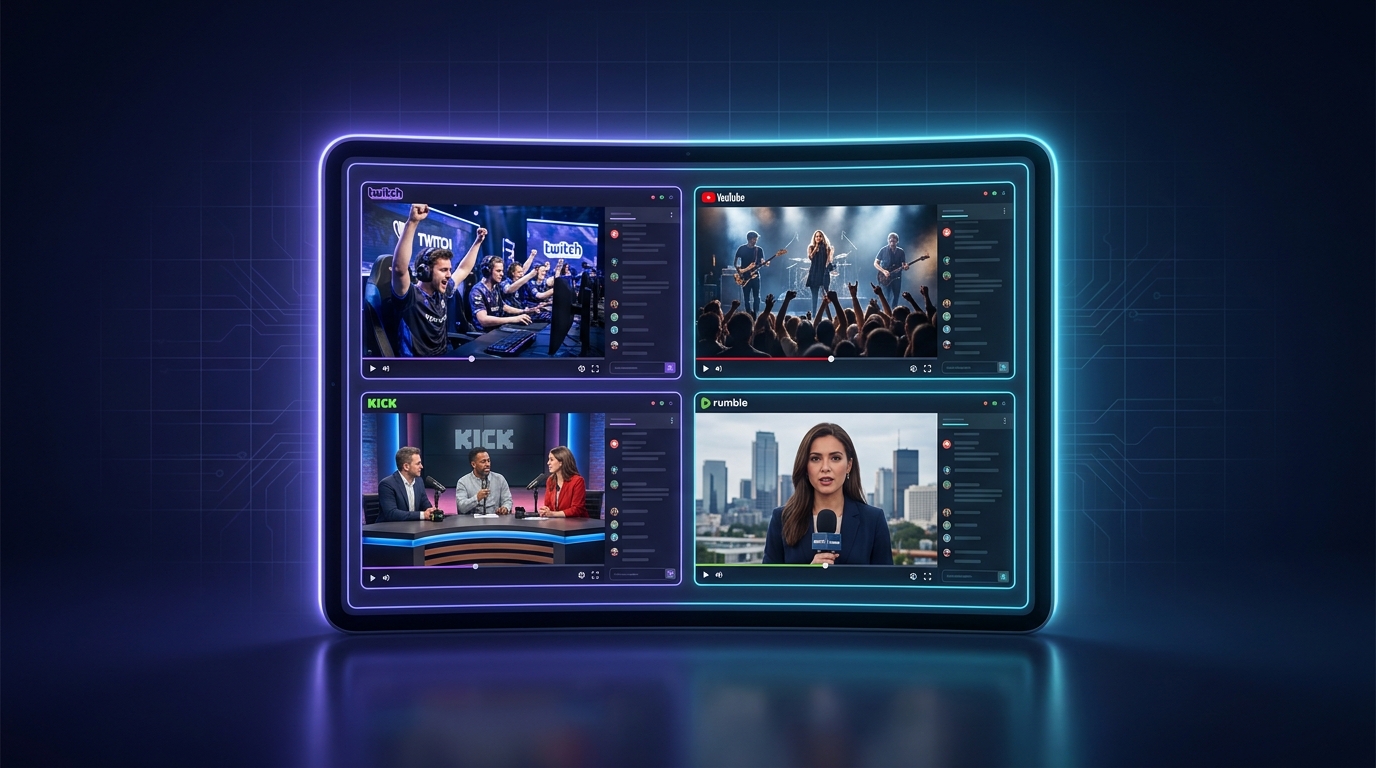Best Multi Stream Viewer for YouTube, Twitch, Kick & Rumble