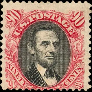 Another photo of the United States 1869 90c Abraham Lincoln stamp