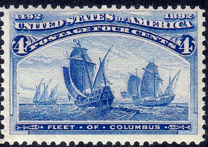 United States 1893 4c Columbian stamp, photographed by a collector