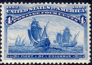 Another photo of the United States 1893 4c Columbian stamp