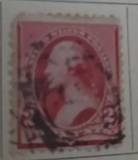 United States 1890 2 cents Washington 2c Carmine 1890 stamp, photographed by a collector