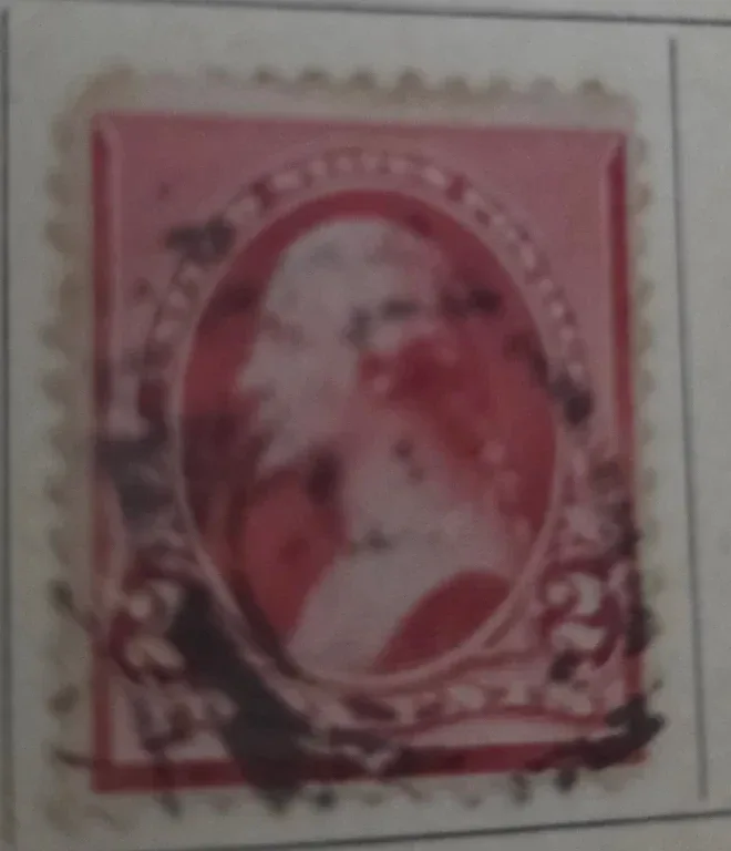 United States 1890 2 cents Washington 2c Carmine 1890 stamp, photographed by a collector