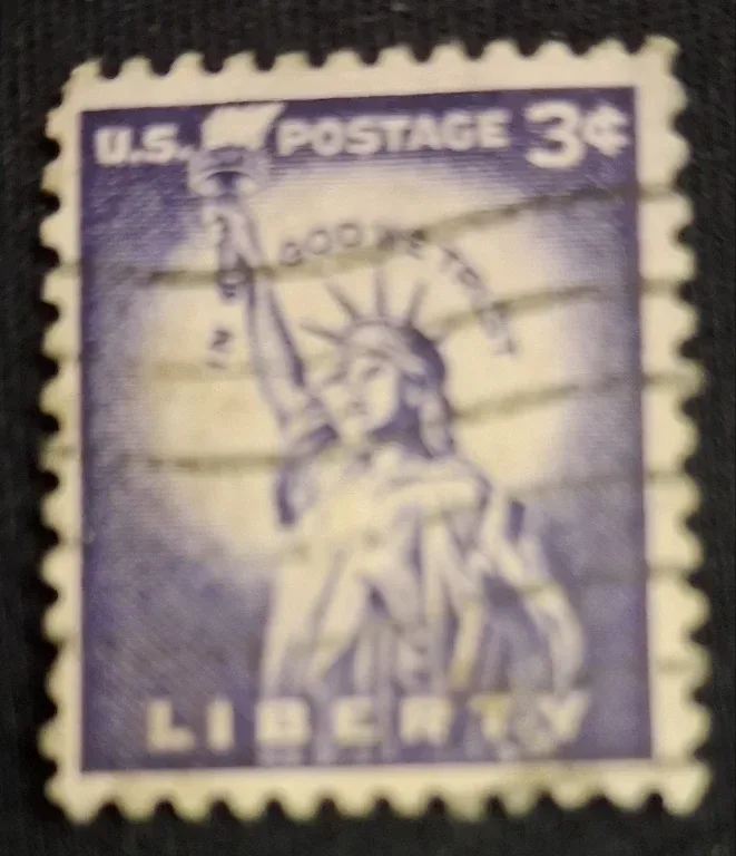 United States 1954 3 cents Statue of Liberty 3c stamp, photographed by a collector