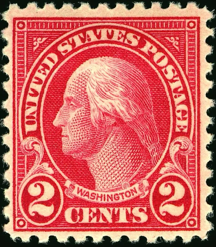 United States 1923 2c George Washington stamp, photographed by a collector