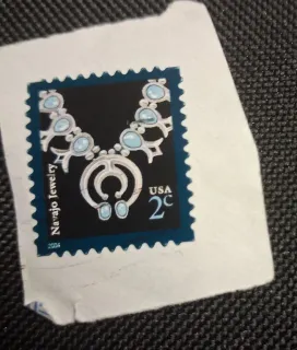 United States 2004 2c Navajo Jewelry 2c stamp, photographed by a collector