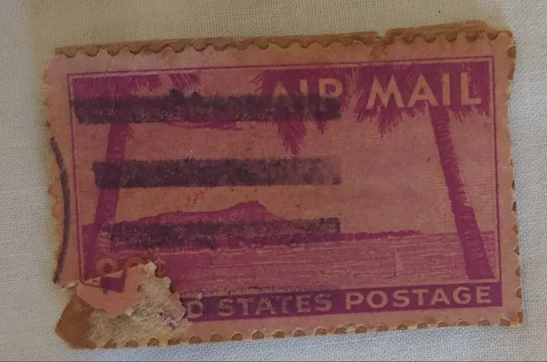 United States 1952 80 cents Diamond Head 80c Airmail stamp, photographed by a collector