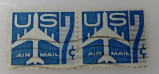 United States 1958 7 cents 7c Jet Airliner Airmail stamp, photographed by a collector