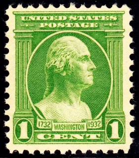 United States 1932 1c Washington Bicentennial stamp, photographed by a collector