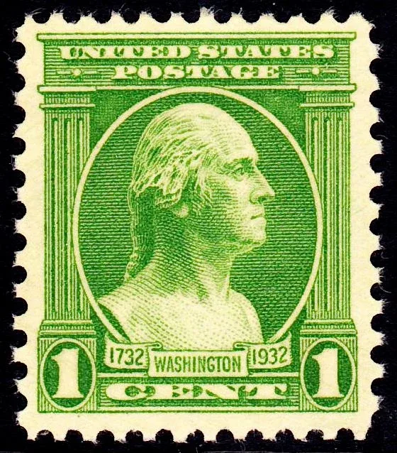 United States 1932 1c Washington Bicentennial stamp, photographed by a collector