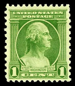 Another photo of the United States 1932 1c Washington Bicentennial stamp