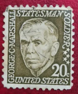 United States 1967 20c George C. Marshall 20c stamp, photographed by a collector