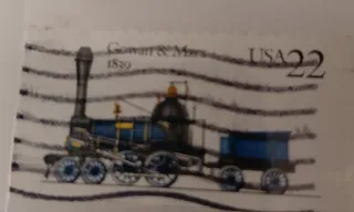 United States 1987 22 cents Gowan & Marx 22c Locomotive stamp, photographed by a collector