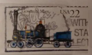 Another photo of the United States 1987 22 cents Gowan & Marx 22c Locomotive stamp