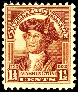 Another photo of the United States 1932 1 1/2 cents Washington Bicentennial +half cent stamp